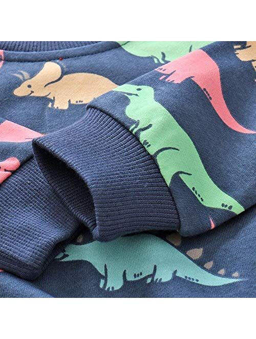 Julerwoo Girls Cotton Sweatshirts Hoodie Dinosaur Printed Crewneck Tops