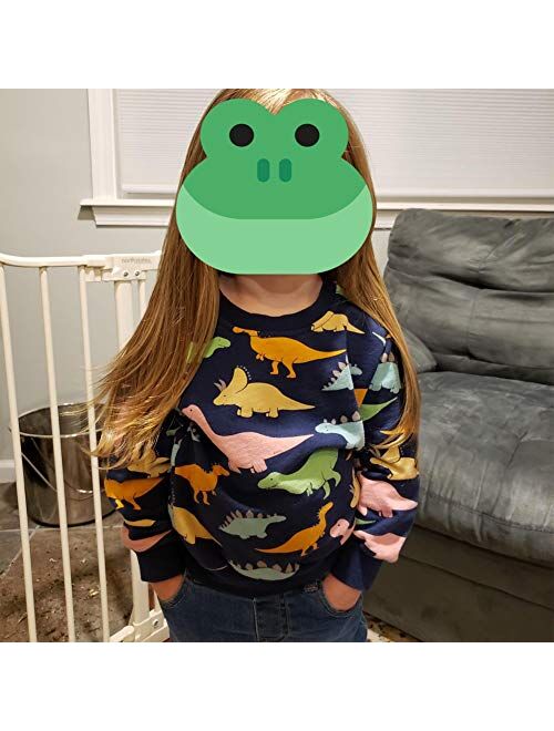 Julerwoo Girls Cotton Sweatshirts Hoodie Dinosaur Printed Crewneck Tops