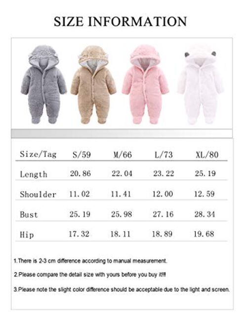 Xmwealthy Unisex Baby Clothes Winter Coats Cute Newborn Infant Jumpsuit Snowsuit Bodysuits Registry for Baby Essentials Stuff