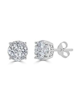Fifth And Fine 1/4Ct Women Round Diamond Stud Earrings Set In Sterling Silver