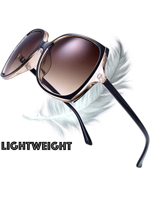 Women's Square Jackie O Cat Eye Hybrid Butterfly Fashion Sunglasses - Exquisite Packaging (727704-Crystal brown/ Black paint, Gradient Brown)