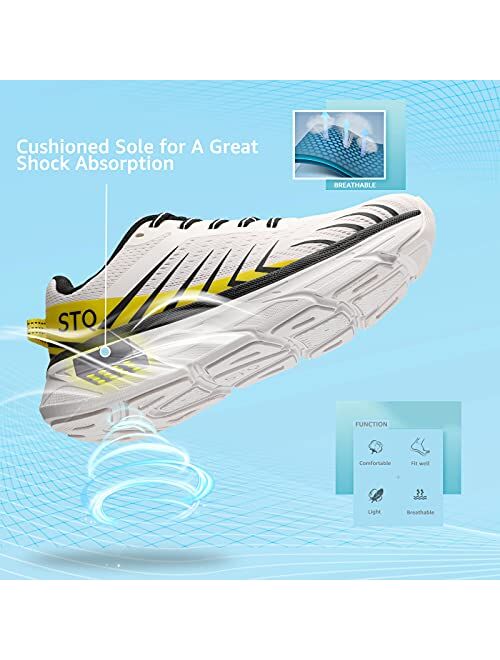STQ Women's Cushioned Walking Shoes Lace-up Tennis Sneakers with Arch Support Lightweight Non Slip