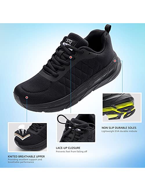 STQ Walking Shoes Women Lace Up Athletic Running Tennis Fashion Sneakers Comfortable Arch Support for Everyday Wear