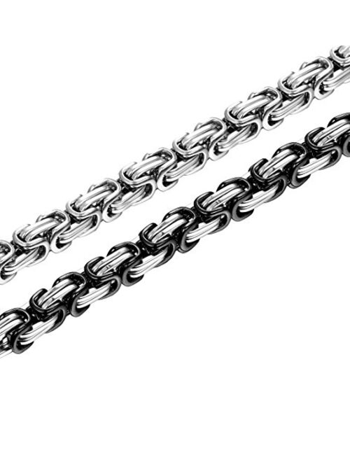 FIBO STEEL 2-3 Pcs 8MM Stainless Steel Chain Link Bracelets for Men Byzantine Bracelets,8.0-9.1 inches