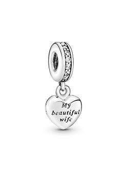 Jewelry My Beautiful Wife Dangle Cubic Zirconia Charm in Sterling Silver