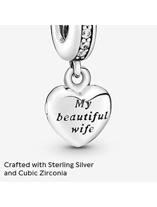 Pandora Jewelry My Beautiful Wife Dangle Cubic Zirconia Charm in Sterling Silver
