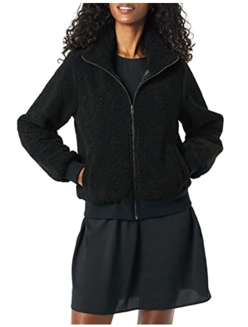 Amazon Essentials Women's Teddy Faux Shearling Funnel Collar Jacket