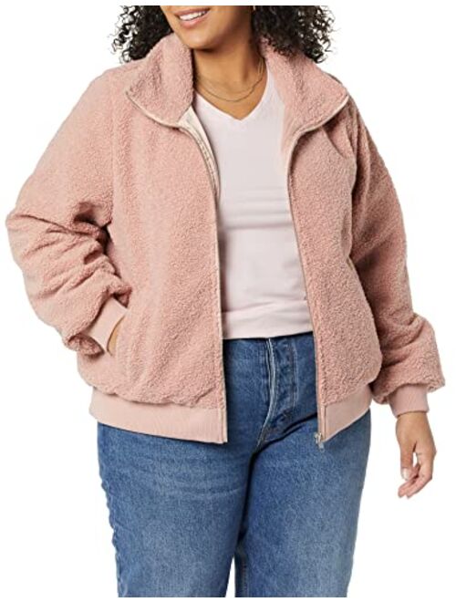 Amazon Essentials Women's Teddy Faux Shearling Funnel Collar Jacket