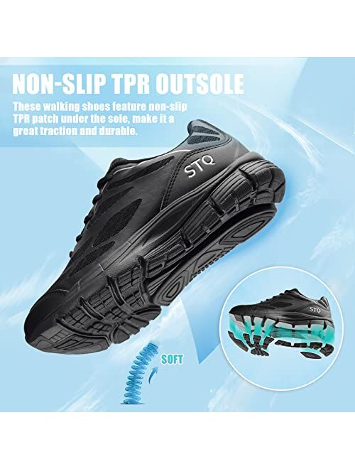 STQ Women Walking Shoes Orthopedic Tennis Sneakers with Arch Support Non-Slip