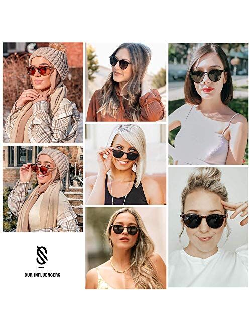 SOJOS Small Round Classic Polarized Sunglasses for Women Men Vintage Style UV400 Lens SJ2113