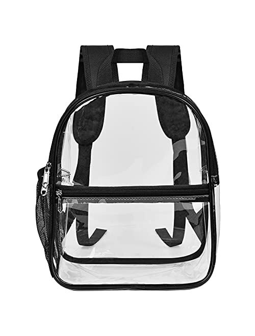 Uspeclare Clear Mini Backpack Stadium Approved, Waterproof Transparent Backpack for Work & Sport Event… (black)