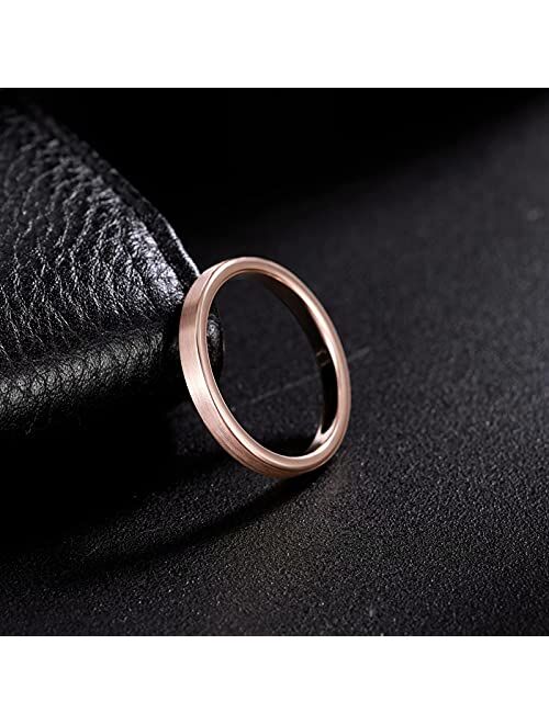 Frank S.Burton 3mm 4mm 6mm 8mm Black/Silver/Rose Gold Tungsten Rings for Women Men Wedding Band Engagement Ring Comfort Fit Beveled Edges Size 4-15