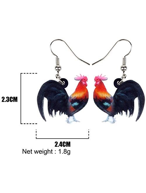 NEWEI Acrylic Floral Cute Rooster Chicken Earrings Dangle Drop Fashion Farm Animal Jewelry For Girls Women Ladies Gift