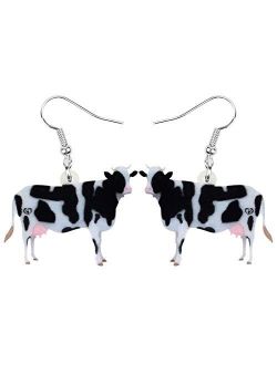 Acrylic Drop Dangle Sweet Bell Cow Earrings Gift Farm Animal Fashion Jewelry For Women Girls Charms