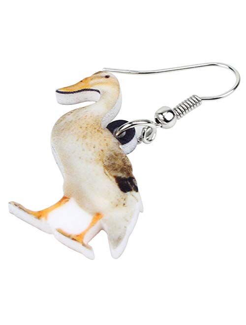 BONSNY Patterned Acrylic Farm Animal Sweet White Duck Earrings for Women Girls Kids Charms Gift Jewelry