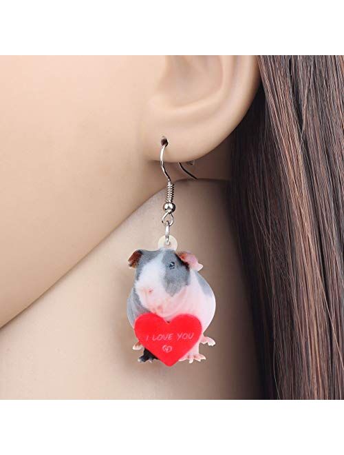 NEWEI Acrylic Guinea Pig Hamster Earrings Dangle Drop Cute Animal Jewelry For Women Girl Charm Gift