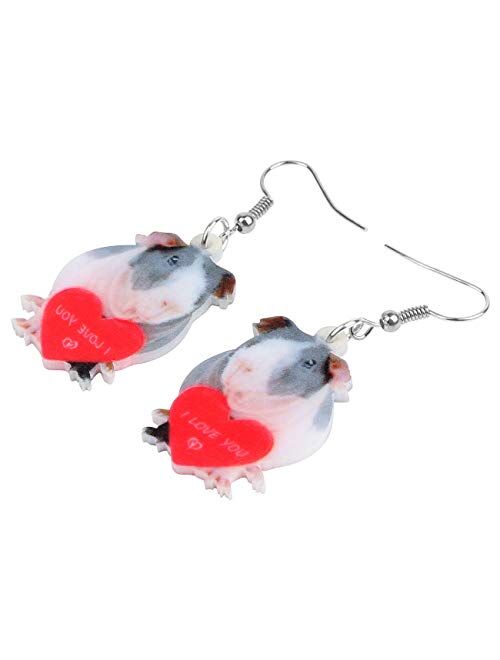 NEWEI Acrylic Guinea Pig Hamster Earrings Dangle Drop Cute Animal Jewelry For Women Girl Charm Gift