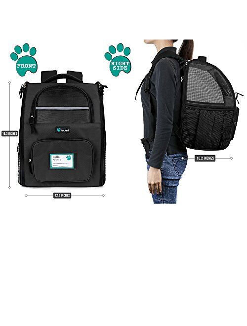 PetAmi Deluxe Pet Carrier Backpack for Small Cats and Dogs, Puppies | Ventilated Design, Two-Sided Entry, Safety Features and Cushion Back Support | for Travel, Hiking, O