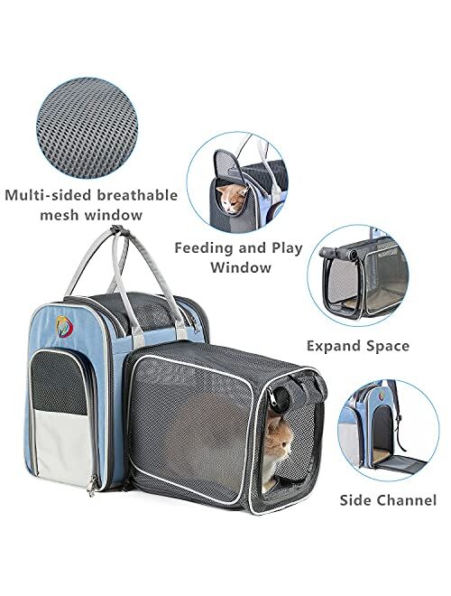 Phoenix Kiss cat backpack expandable - pet carrier backpack - cat carrier backpacks for large cats 20lbs , puppy pet backpack carrier for small dogs, airline cat travel b