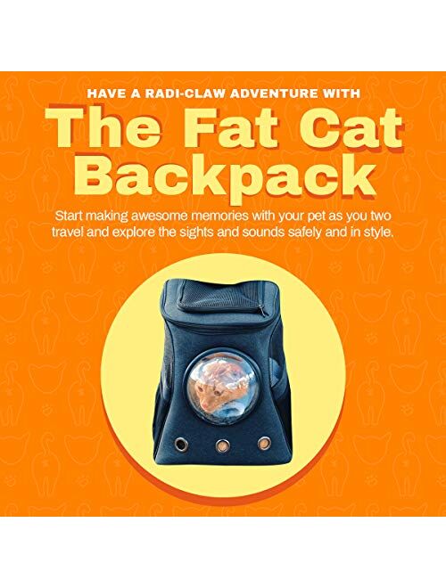 The Fat Cat Cat Backpack for Larger Cats - Premium Pet Carrier Bag for Travel and Hiking - Holds up to 25 lbs. of Cat - with Bubble Attachment, Side Pockets and Adjustabl