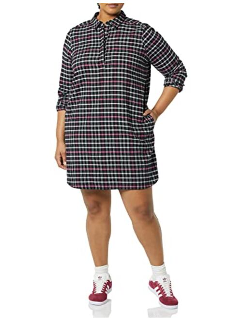 Amazon Brand - Goodthreads Women's Flannel Long Sleeve Relaxed Fit Popover Shirt Dress