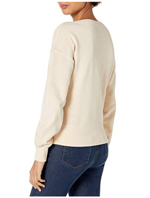 Goodthreads Women's Heritage Fleece Long Sleeve Boat Neck Crop Sweatshirt