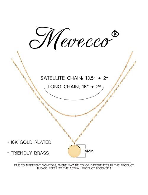 MEVECCO Layered Heart Necklace Pendant Handmade 18k Gold Plated Dainty Gold Choker Arrow Bar Layering Long Necklace for Women