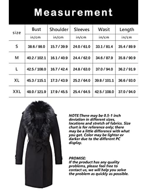 Bellivera Womens Faux Suede Leather Long Jacket, Fall and Winter Fashion Trench Coat Cardigan with Detachable Fur Collar