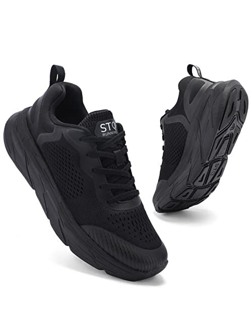 STQ Walking Shoes Women | Lightweight Tennis Running Sneakers with Thick Sole