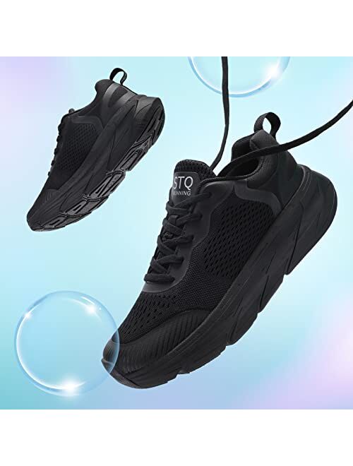 STQ Walking Shoes Women | Lightweight Tennis Running Sneakers with Thick Sole
