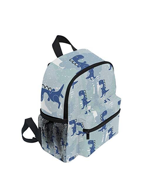 Alaza Blue Dinosaur Toddler Bag with Chest Clip Toy Bag Preschool Bag Travel Bacpack for Boy Girl