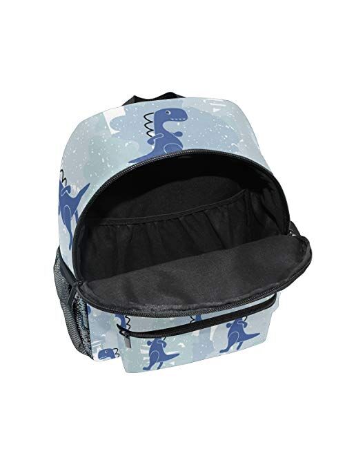 Alaza Blue Dinosaur Toddler Bag with Chest Clip Toy Bag Preschool Bag Travel Bacpack for Boy Girl