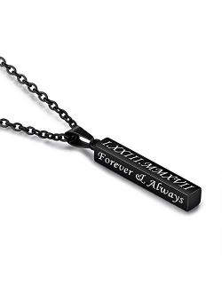 Molywoo Personalized Engraved Necklace for Women Men Custom Stainless Steel Necklace Engraved Name Vertical Bar Necklace Birthday Gifts for Boyfriend