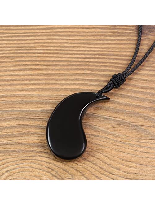 COAI Obsidian Dragon and Phoenix Yin Yang Pendant Necklaces for Couples