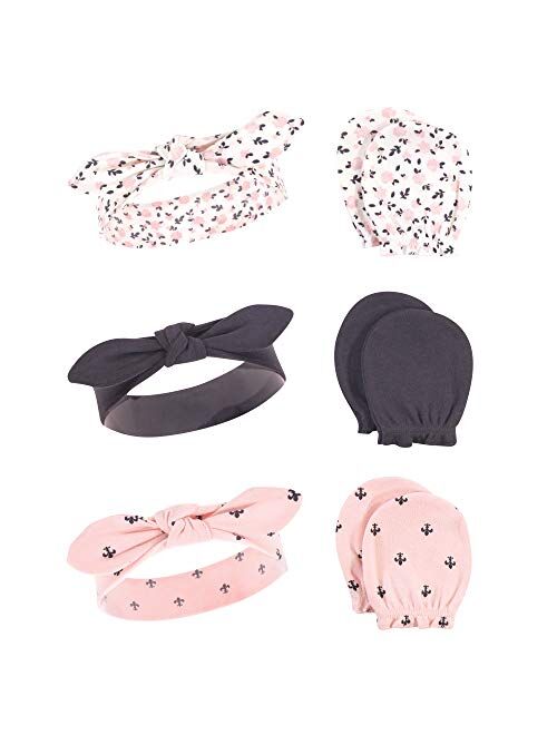 Hudson Baby Girls' Cotton Headband and Scratch Mitten Set