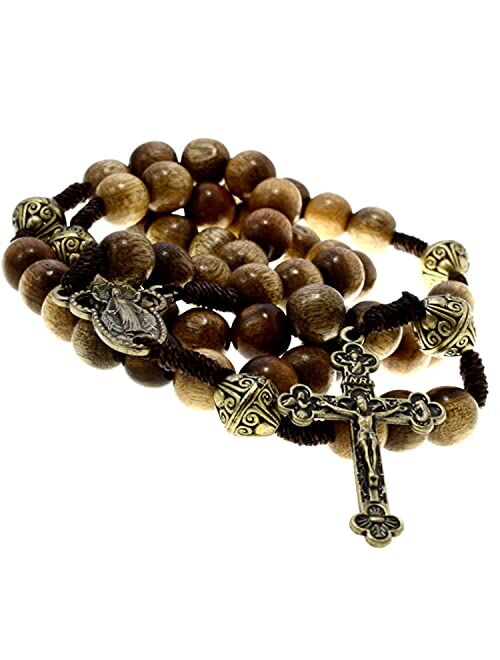 Alexander Castle Wooden Our Father Rosary Beads - Handmade wooden and metal rosaries with crucifix in a rosary pouch. These rosaries make a great Catholic or Christian gi