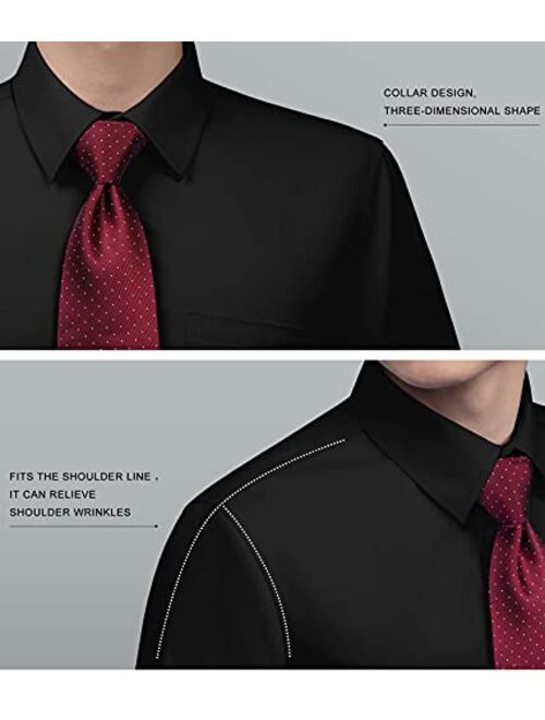 HISDERN Men's Inner Contrast Casual Shirts Formal Classic Button Down Dress Shirt Long Sleeve Printed Collar Slim Fit