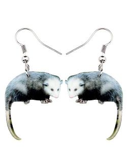 WEVENI Acrylic Lovely Possum Earrings Opossum Dangle Drop Novelty Jewelry For Women Girls Ladies Dainty Gift
