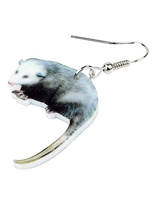 WEVENI Acrylic Lovely Possum Earrings Opossum Dangle Drop Novelty Jewelry For Women Girls Ladies Dainty Gift
