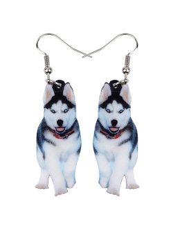 NEWEI Acrylic Drop Dangle Sweet Siberian Husky Dog Earrings Fashion Jewelry For Women Girl Gift Charms