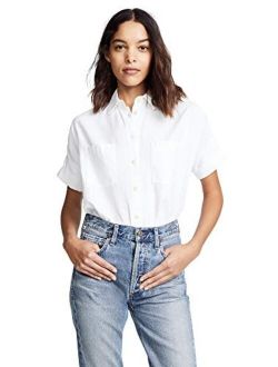 Women's White Cotton Courier Shirt