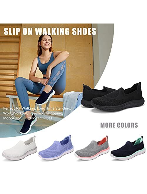 STQ Slip On Sneakers for Women Lightweight Walking Shoes Comfortable Breathable Mesh