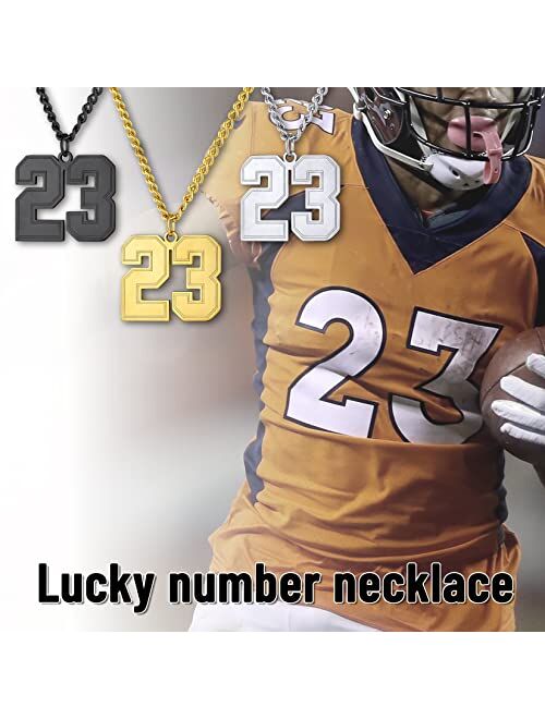 Keystyle GoldChic Jewelry Number Necklace For Men Women, Custom Youth Baseball Necklaces with Number for Boys, Personalized Jersey Numbers Chain Sports Fans Pendant Socce
