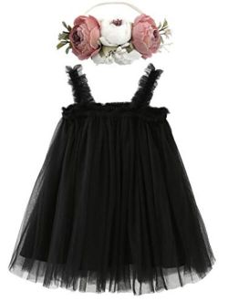 BGFKS Layered Tulle Tutu Dress for Toddler Girls,Baby Girl Rainbow Tutu Princess Skirt Set with Flower Headband.