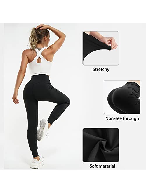 LEINIDINA Women’s Jogger Pants High Waisted Sweatpants with Pockets Tapered Casual Lounge Pants Loose Track Cuff Leggings
