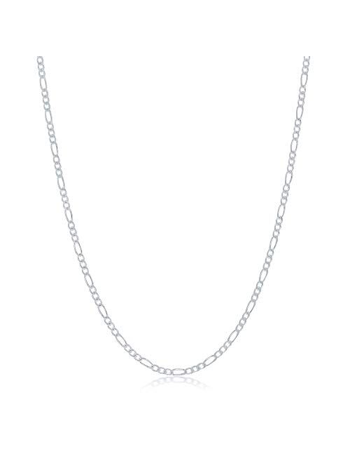 NYC Sterling Silver Chain – Premium Craftsmanship Figaro Chain for Men and Women – Real 925 Sterling Silver Necklace Made in Italy – 16-30 Inches Length – Ideal for Every