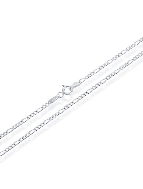 NYC Sterling Silver Chain – Premium Craftsmanship Figaro Chain for Men and Women – Real 925 Sterling Silver Necklace Made in Italy – 16-30 Inches Length – Ideal for Every