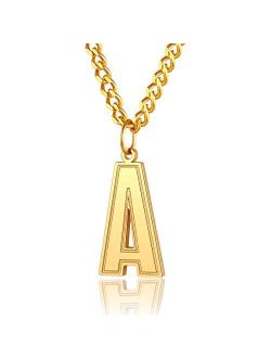 ChainsPro Men/Women Stunning Monogram Letter Necklace, A to Z Initial Charm with Chain-22+2"-Adjustable, 316L Stainless Steel/Gold Plated/Black (Send Gift Box)