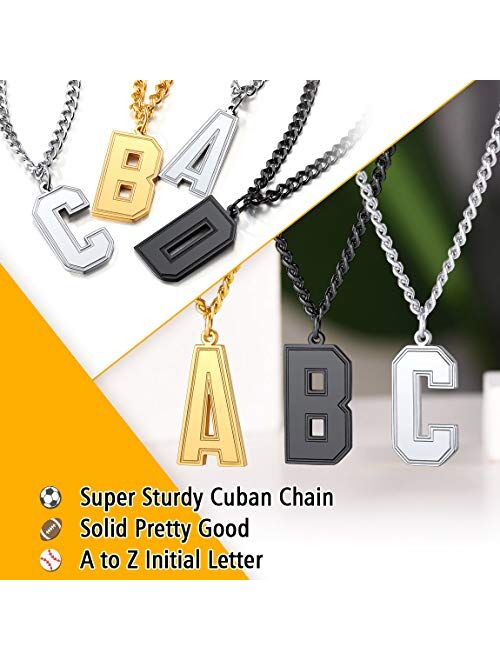 ChainsPro Men/Women Stunning Monogram Letter Necklace, A to Z Initial Charm with Chain-22+2"-Adjustable, 316L Stainless Steel/Gold Plated/Black (Send Gift Box)