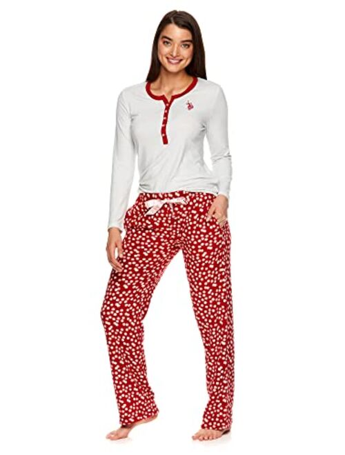U.S. Polo Assn. Womens Casual Long Sleeve Shirt and Pajama Pants Sleep Sleepwear Set
